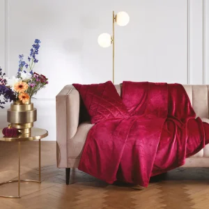 Maxi plaid/couvre-lit dessin : Diamond Bordeaux - 220 x 250 cm*Maison Héritage Clearance