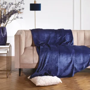 Maxi plaid/couvre-lit dessin : Diamond Bleu foncé - 220 x 250 cm*Rodier Clearance