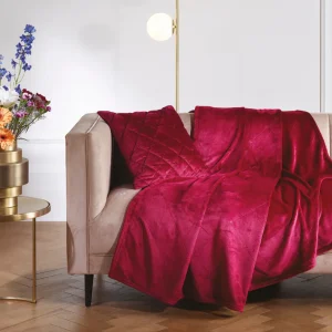 Maxi plaid/couvre-lit dessin : Diamond Bordeaux - 220 x 250 cm*Rodier Outlet