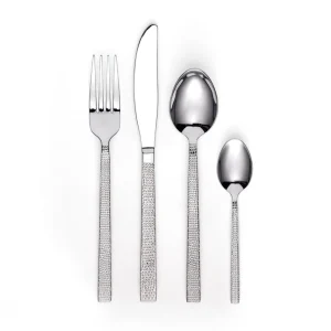 Ménagère 48 pièces manche look martelé - acier inoxayble finition brillante*Brandt Online