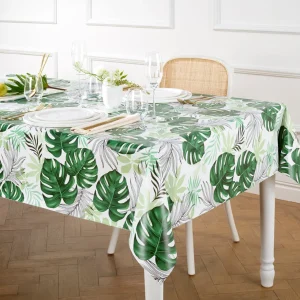 Nappe enduite anti-tache - Palmier à feuilles Blanc*Rodier Best