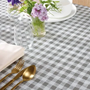 Nappe enduite anti-tache - Carrés Taupe*Rodier Best