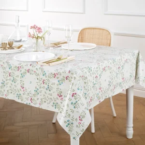 Nappe enduite anti-tache - Fleurs estivales Blanc cassé*Maison Héritage Discount