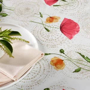 Nappe enduite anti-tache - Pavot en fleur Blanc cassé*Ines by Ines de la Fressange Online