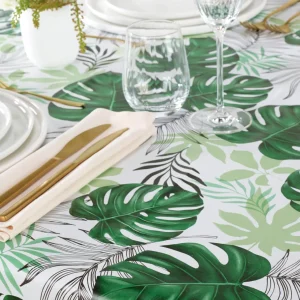 Nappe enduite anti-tache - Palmier à feuilles Blanc*Rodier Best