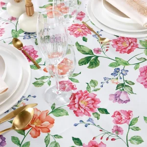 Nappe enduite anti-tache - Pivoine en fleur Blanc*Ines by Ines de la Fressange Discount