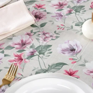 Nappe enduite anti-tache - Ode florale Gris*Chevignon Online