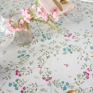 Nappe enduite anti-tache - Fleurs estivales Blanc cassé*Maison Héritage Discount