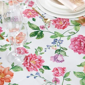 Nappe enduite anti-tache - Fleurs et feuilles Blanc*Chevignon Hot