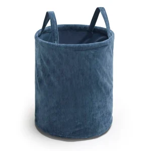Panier à linge velours côtelé Bleu - D 40 x H 50 cm*Cacharel Outlet
