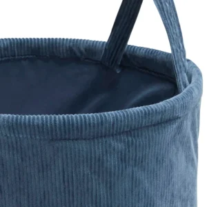 Panier à linge velours côtelé Bleu - D 40 x H 50 cm*Cacharel Outlet