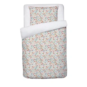 Parure bébé housse de couette + taie d'oreiller satin de coton - Prairie Fleurie/Petit Pois Blanc*Ines by Ines de la Fressange Clearance