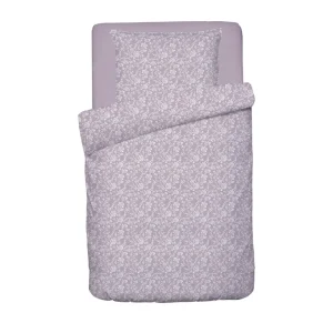 Parure bébé housse de couette + taie d'oreiller satin de coton - Fleurs Lavande*Chevignon New