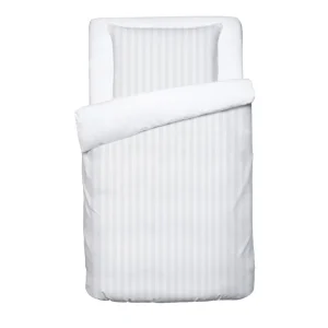 Parure bébé housse de couette + taie d'oreiller satin de coton rayure tissé Jacquard - Blanc*Ines by Ines de la Fressange Outlet