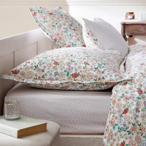 Parure bébé housse de couette + taie d'oreiller satin de coton - Prairie Fleurie/Petit Pois Blanc*Ines by Ines de la Fressange Clearance