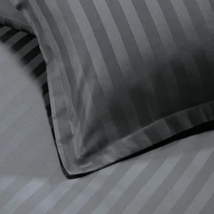 Parure bébé housse de couette + taie d'oreiller satin de coton rayure tissé Jacquard - Gris Foncé*Ines by Ines de la Fressange Fashion