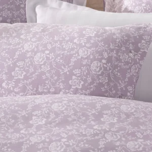 Parure bébé housse de couette + taie d'oreiller satin de coton - Fleurs Lavande*Chevignon New