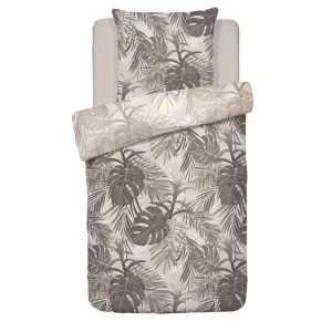 Parure housse de couette + taie d'oreiller satin de coton - Jungle Taupe*Chevignon Sale