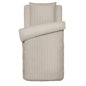 Parure housse de couette + taie(s) d'oreiller satin de coton rayure tissé Jacquard - Taupe*Rodier Best