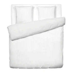 Parure housse de couette + taie(s) d'oreiller satin de coton rayure tissé Jacquard- Blanc*Maison Héritage Fashion