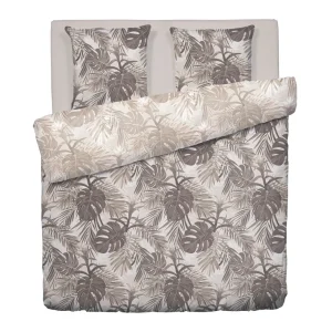 Parure housse de couette + taie d'oreiller satin de coton - Jungle Taupe*Chevignon Sale