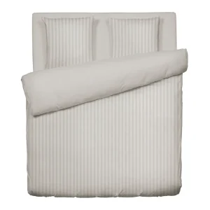 Parure housse de couette + taie(s) d'oreiller satin de coton rayure tissé Jacquard - Taupe*Rodier Best
