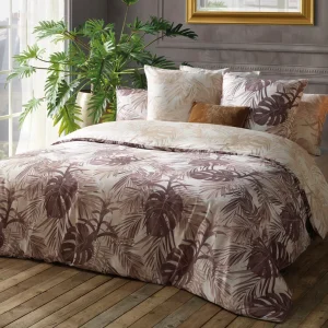Parure housse de couette + taie d'oreiller satin de coton - Jungle Taupe*Chevignon Sale