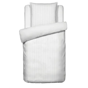 Parure housse de couette + taie(s) d'oreiller satin de coton rayure tissé Jacquard- Blanc*Maison Héritage Fashion