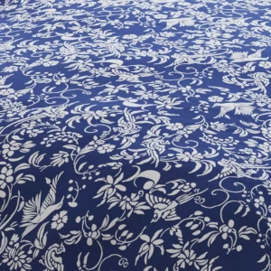 Parure housse de couette + 2 taies satin de coton - Birds Bleu*Cacharel Clearance