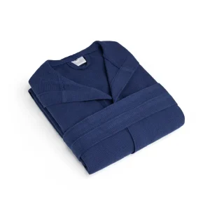 Peignoir avec capuche - Nid d'abeille Bleu foncé*Maison Héritage Best