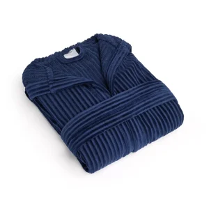 Peignoir avec capuche - Rayures tissées Jacquard Bleu foncé*Chevignon Sale