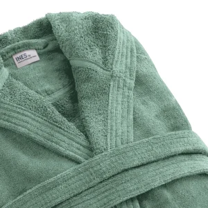 Peignoir avec capuche en coton peigné ultra doux et absorbant - Vert bouteille*Ines by Ines de la Fressange Online