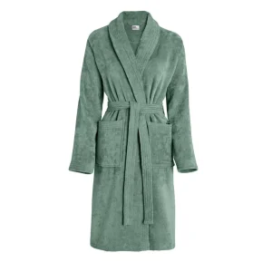 Peignoir avec col châle en coton velours ultra doux et absorbant - Vert bouteille*Ines by Ines de la Fressange Online