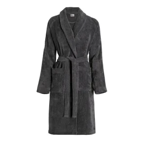 Peignoir avec col châle en coton velours ultra doux et absorbant - Gris foncé*Ines by Ines de la Fressange Outlet