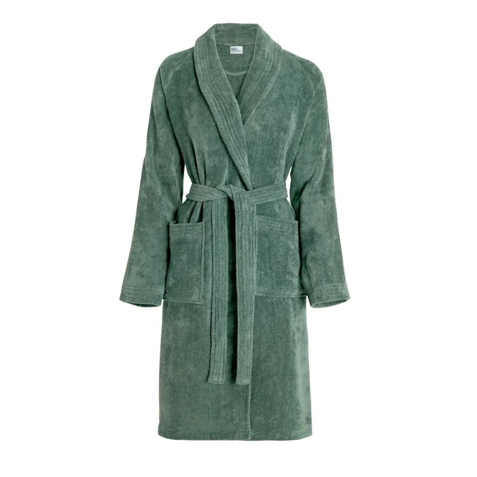 peignoir_avec_col_chle_en_0-8.webp Peignoir avec col châle en coton velours ultra doux et absorbant - Vert sauge*Ines by Ines de la Fressange Fashion