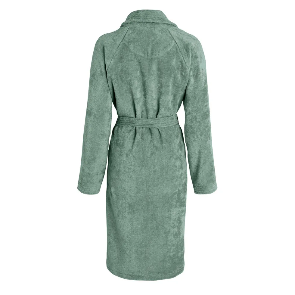 peignoir_avec_col_chle_en_1-6.webp Peignoir avec col châle en coton velours ultra doux et absorbant - Vert bouteille*Ines by Ines de la Fressange Online
