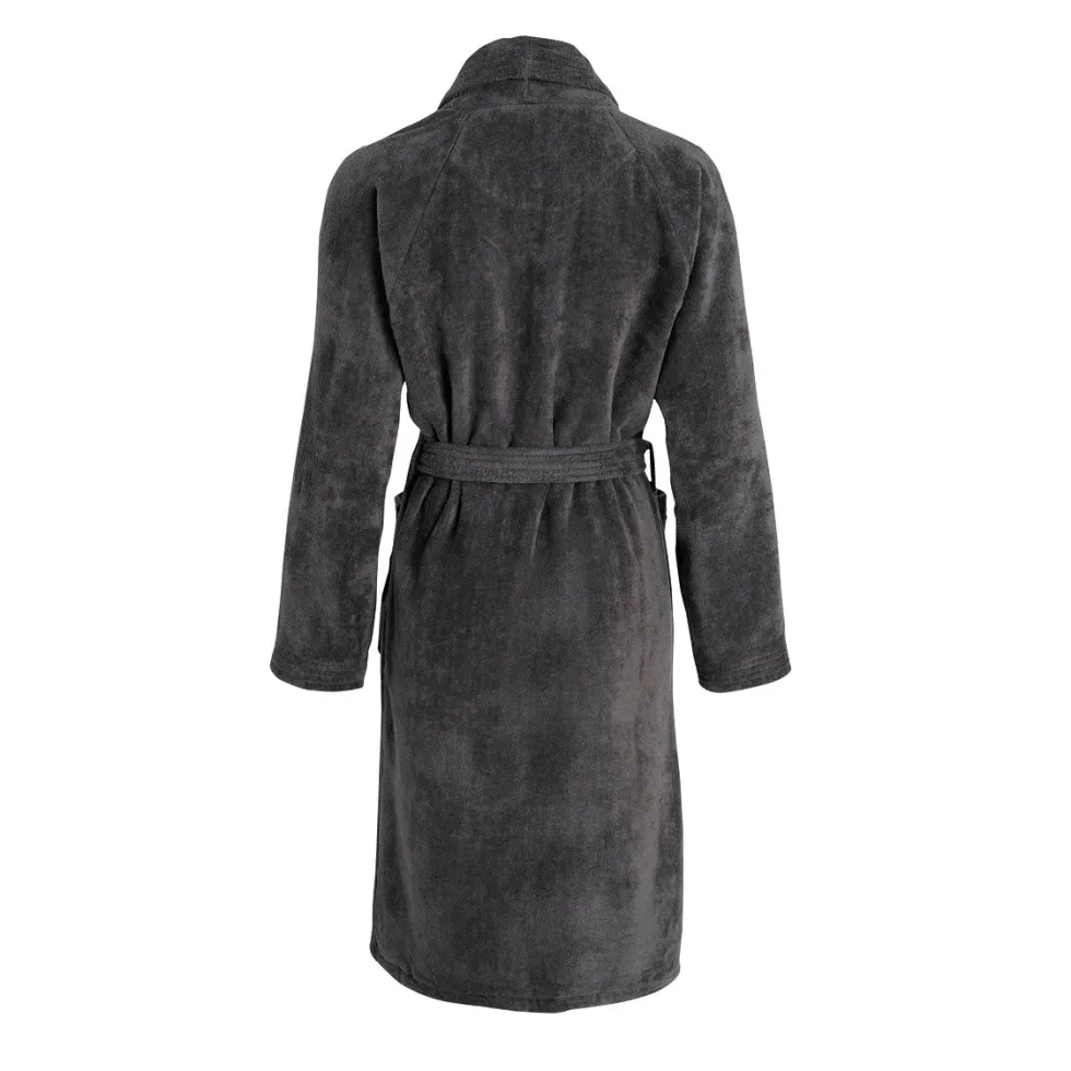 peignoir_avec_col_chle_en_1-7.webp Peignoir avec col châle en coton velours ultra doux et absorbant - Gris foncé*Ines by Ines de la Fressange Outlet