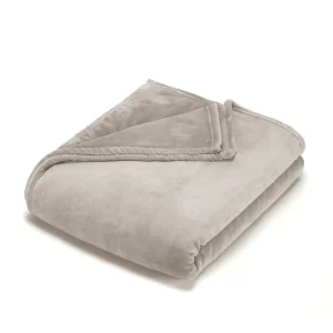 Plaid en polaire Gris clair - 180 x 220 cm*Maison Héritage Outlet