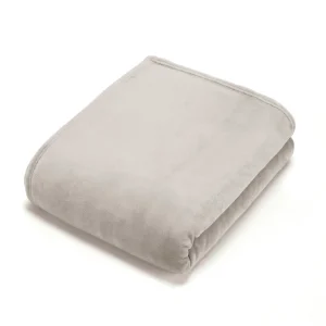 Plaid en polaire Gris clair - 180 x 220 cm*Maison Héritage Outlet
