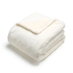 Plaid imitation fourrure - Blanc - 130 x 180 cm*Maison Héritage Outlet