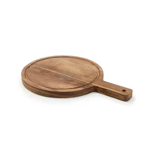 Planche réversible à servir et à découper ronde en bois d'acacia avec poignée*Brandt Outlet