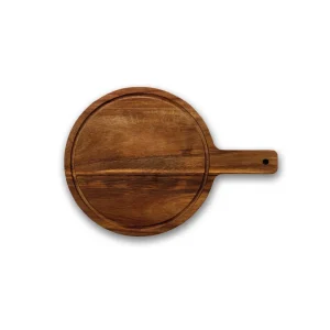 Planche réversible à servir et à découper ronde en bois d'acacia avec poignée*Brandt Outlet