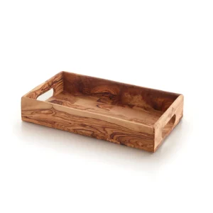 Plateau de service avec deux poignées en bois d'olivier fait à la main*Sauter Discount