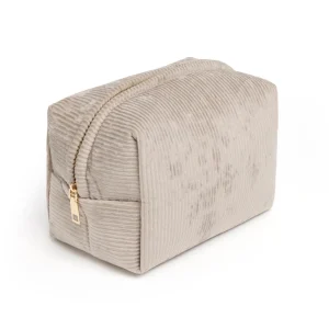Pochette velours côtelé Taupe - 21 x 13 x 13 cm*Cacharel Outlet