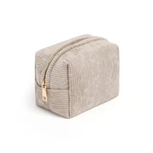 Pochette velours côtelé Taupe - 15 x 10 x 10 cm*Cacharel Outlet