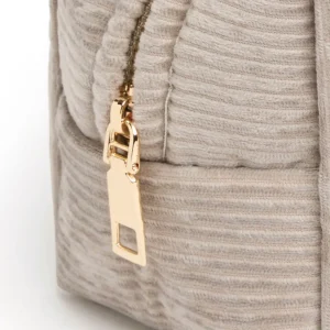 Pochette velours côtelé Taupe - 21 x 13 x 13 cm*Cacharel Outlet