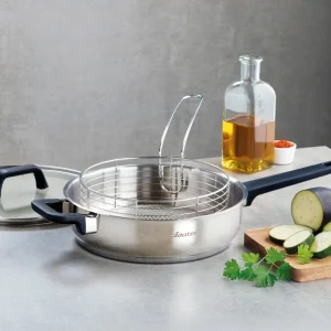 Sauteuse avec couvercle Qulinox - Triple fond - acier inoxydable - panier à friture - Argenté*Sauter Online