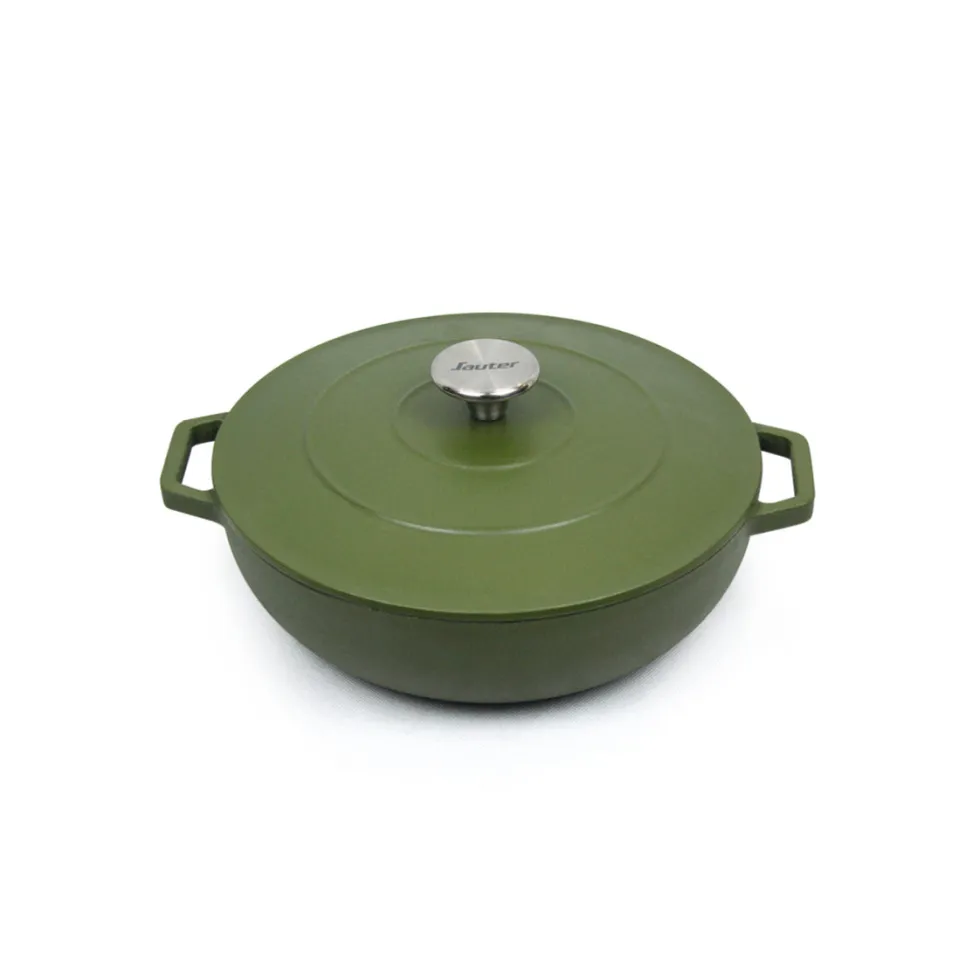 sauteuse_en_fonte_dacier__0-1.webp Sauteuse en fonte d'acier ronde vert mat*Sauter Discount
