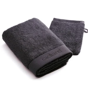 Serviette + gant de toilette - Gris foncé*Cacharel Discount