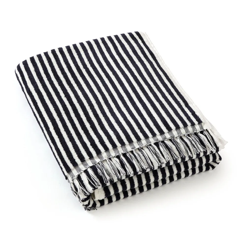 serviette_de_plage__rayur_0-15.webp Serviette de plage à rayures en 100% coton - ultra douce et absorbante - Hawaï bleu foncé*Cacharel Hot